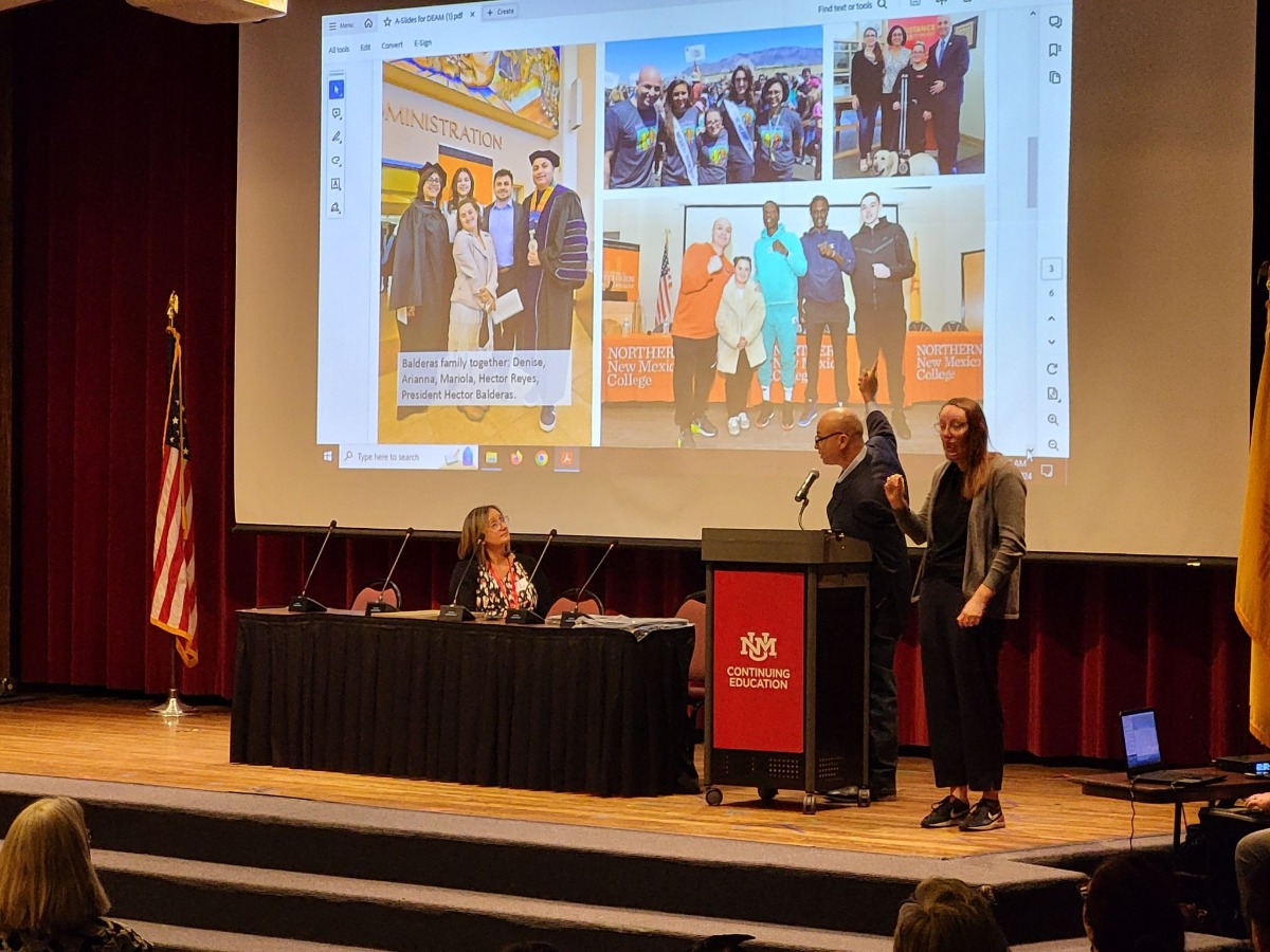 President Hector Balderas giving a keynote at DEAM Conference